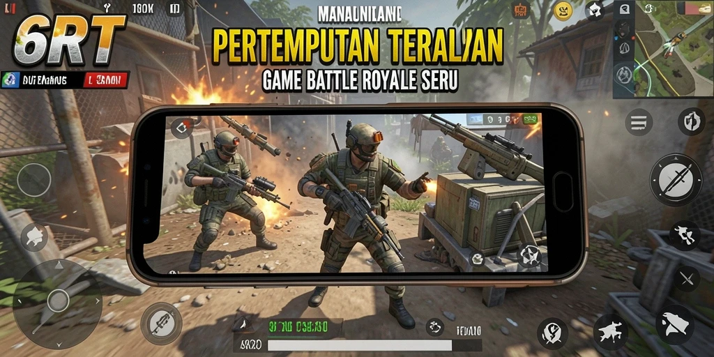 Tampilan aksi seru dalam gameplay Battle Royale 6RT.