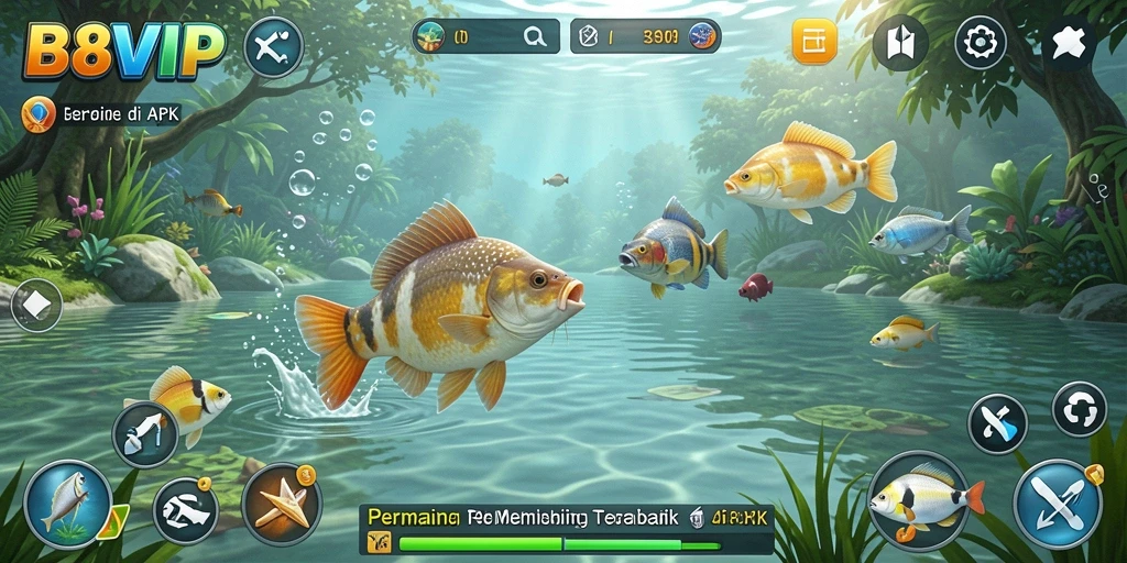Tampilan screenshot B8VIP yang menunjukkan aksi memancing yang seru.