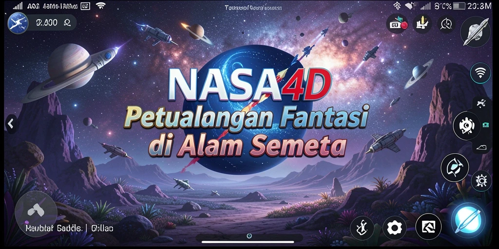 Tampilan gameplay mendalam NASA4D dengan karakter dan lingkungan luar angkasa.