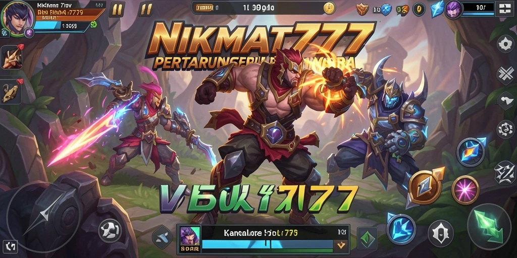 Screenshot gameplay seru dari NIKMAT777 yang menunjukkan pertarungan tim.