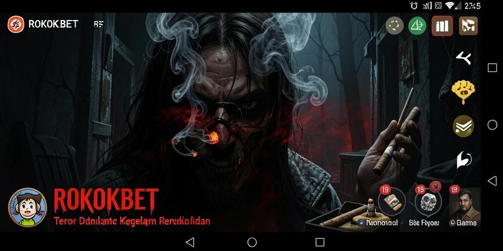 Tangkapan layar ROKOKBET menampilkan suasana mencekam dan gameplay menyeramkan.