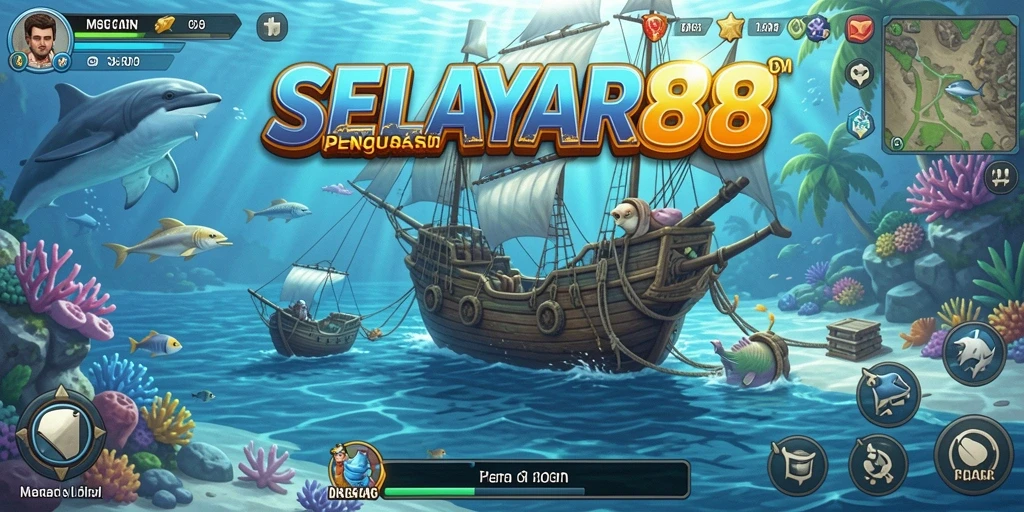 Tampilan gameplay <strong>SELAYAR88</strong> yang menakjubkan saat menjelajahi lautan.