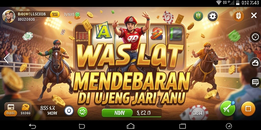 Screenshot utama WASLOT menampilkan aksi balapan yang seru dan mendebarkan.